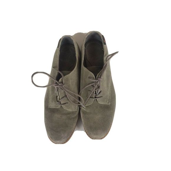EUC GH Bass Womens Ely-2 Sea rock Suede Leather Lace Up Oxfords Sz 9 medium - Picture 1 of 9